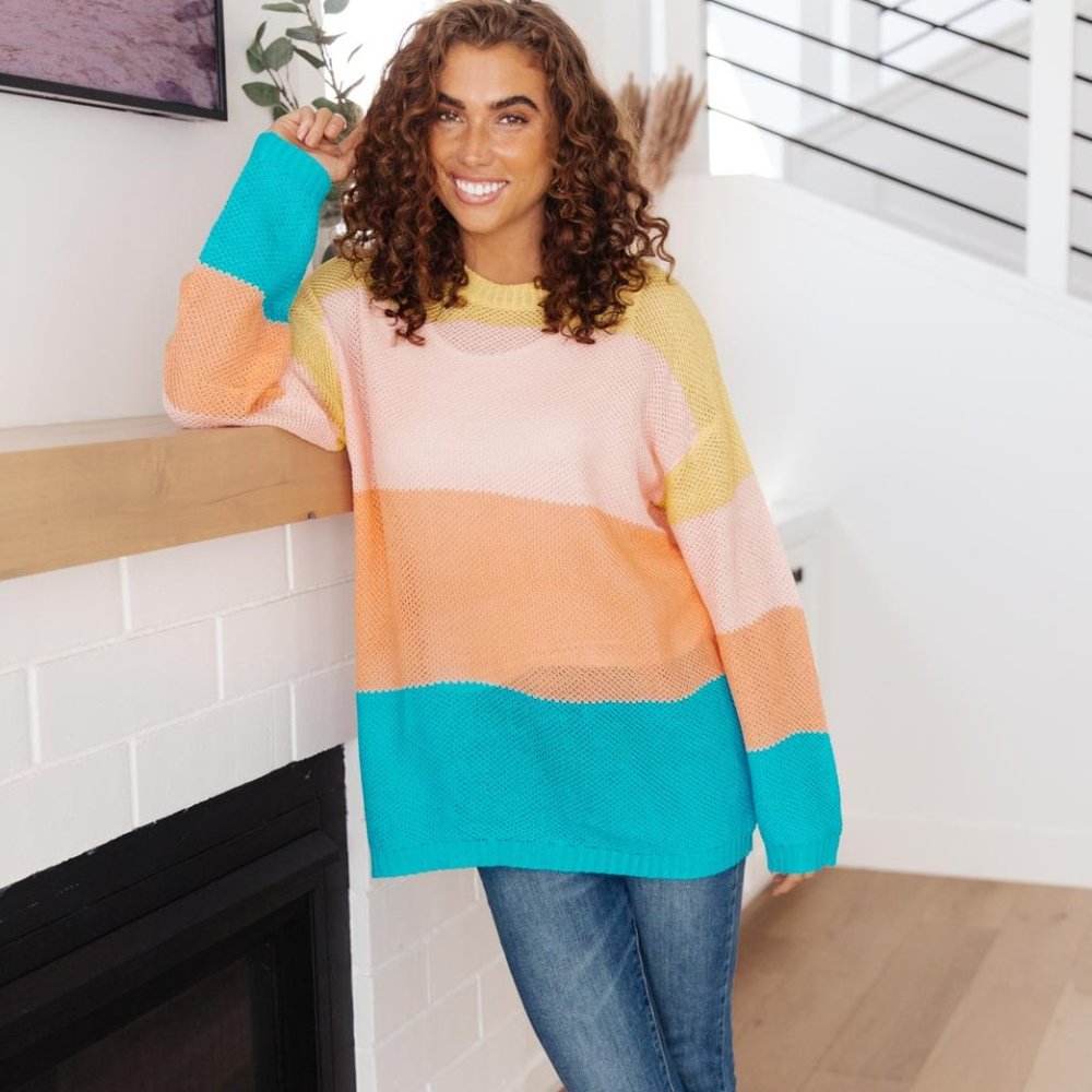 New! Colorblock Spring Color Sweater!